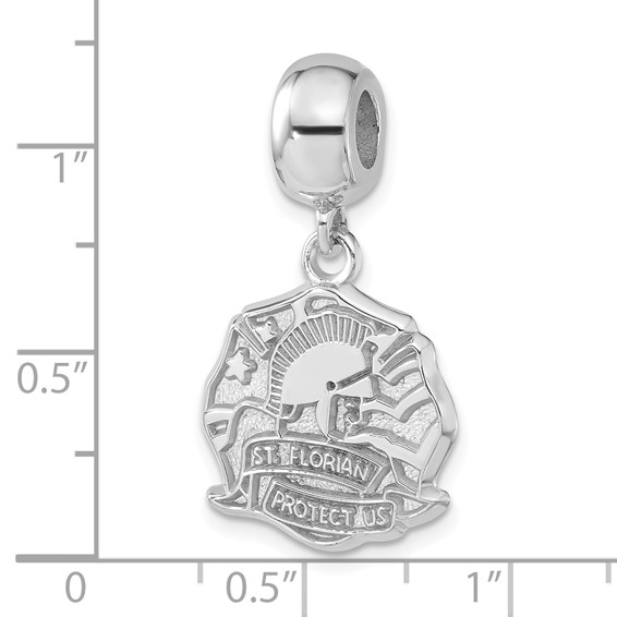 Sterling Silver Polished Saint Florian Dangle Bead