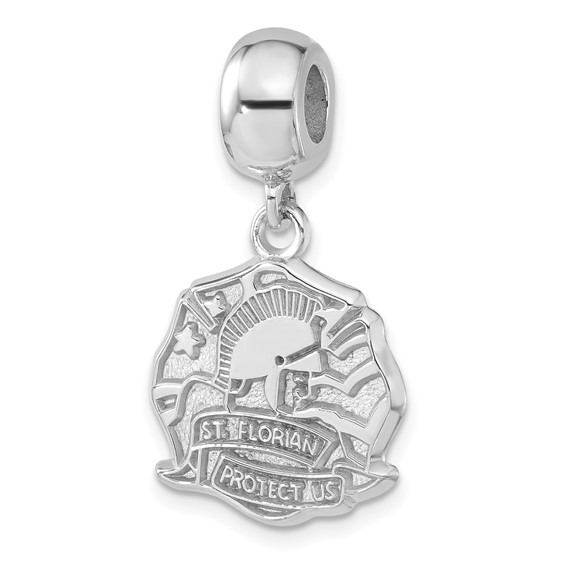 Sterling Silver Polished Saint Florian Dangle Bead
