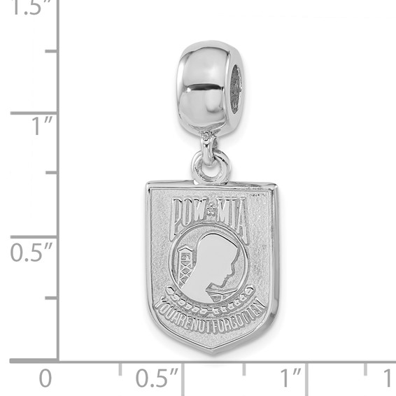 Sterling Silver Polished Pow Mia Dangle Bead