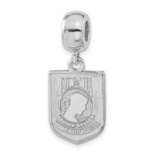 Sterling Silver Polished Pow Mia Dangle Bead