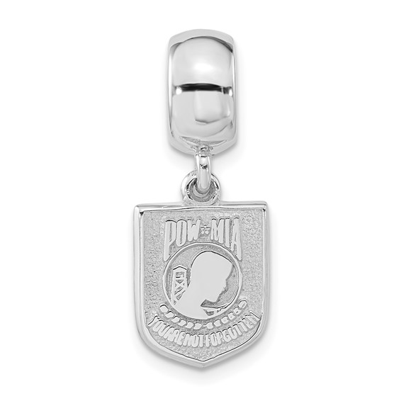 Sterling Silver Polished Pow Mia Dangle Bead