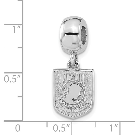 Sterling Silver Polished Pow Mia Dangle Bead