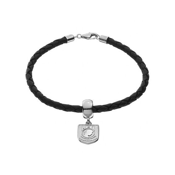 SS POW AN MIA CHARM .5" x 3/8" BEAD BAIL AND BRACELET