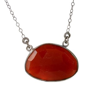 SS GOLD OVERLAY CARNELION KIDNEY SHAPED NECKLACE -