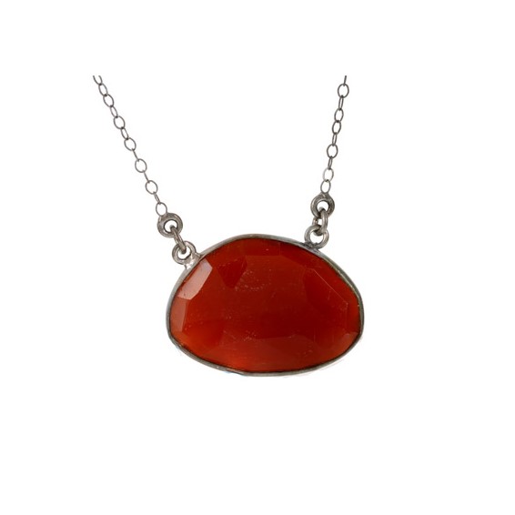 SS GOLD OVERLAY CARNELION KIDNEY SHAPED NECKLACE -