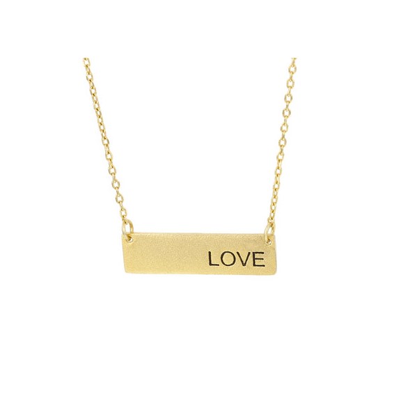 SS W/ GOLD OVERLAY LOVE PLATE NECKLACE -
