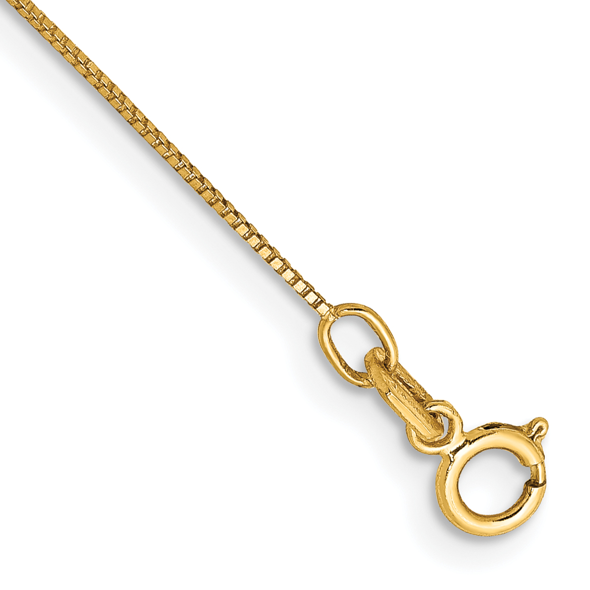 14K 10 inch .5mm Box with Spring Ring Clasp Anklet (PEN1-10)