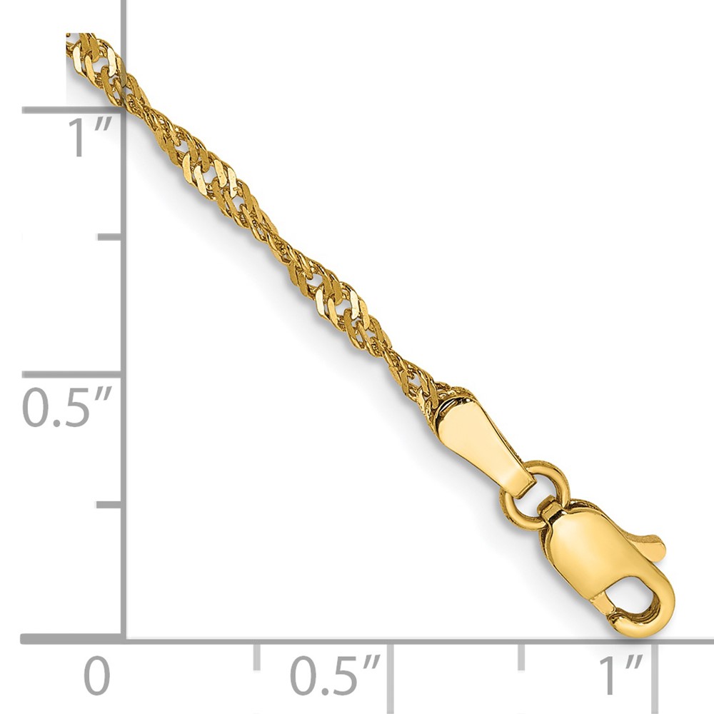 14K 10 inch 1.70mm Singapore with Lobster Clasp Anklet (PEN10-10)