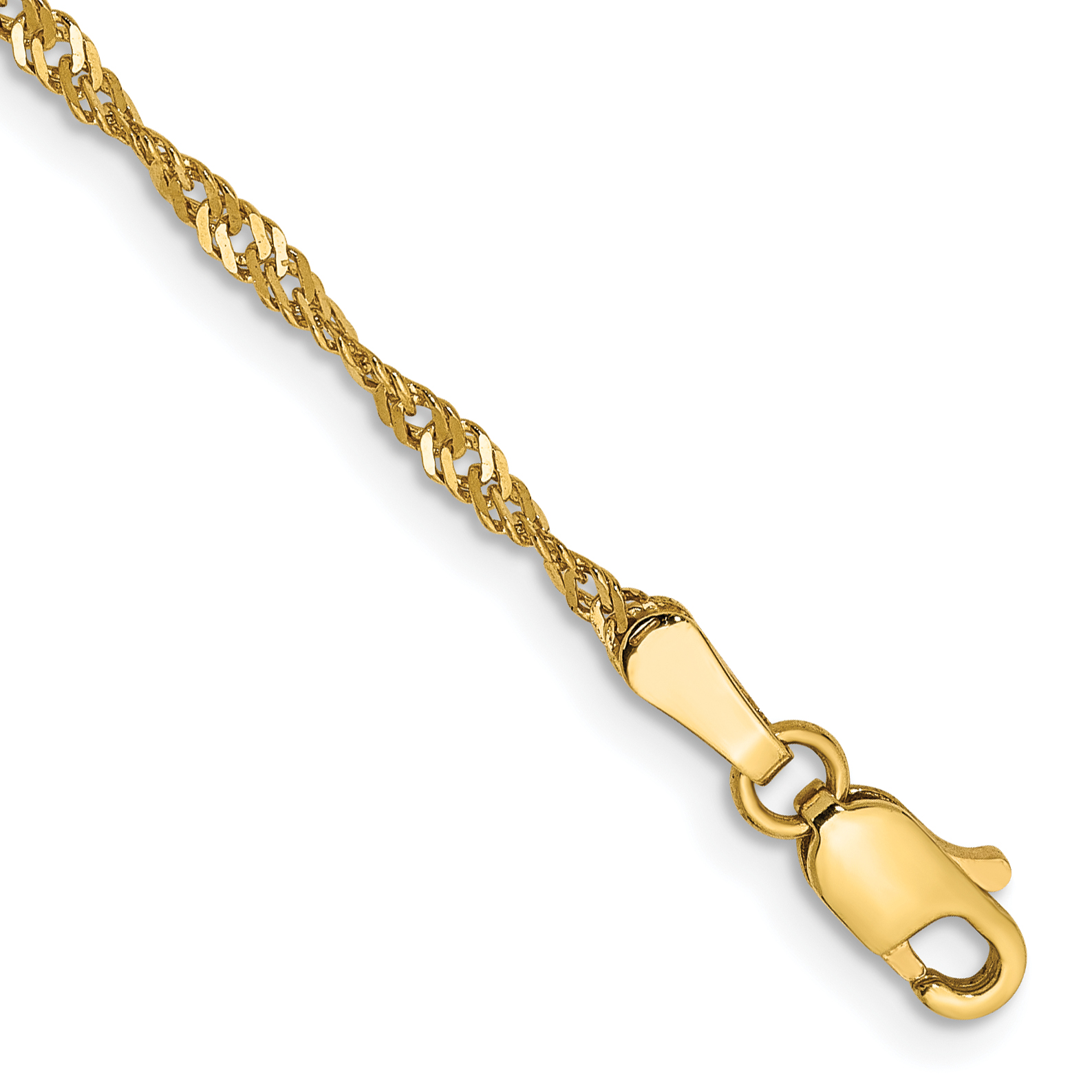 14K 10 inch 1.70mm Singapore with Lobster Clasp Anklet (PEN10-10)