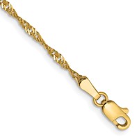 14K 1.70mm Yellow Gold Singapore Chain with Lobster Clasp, 7" view 1