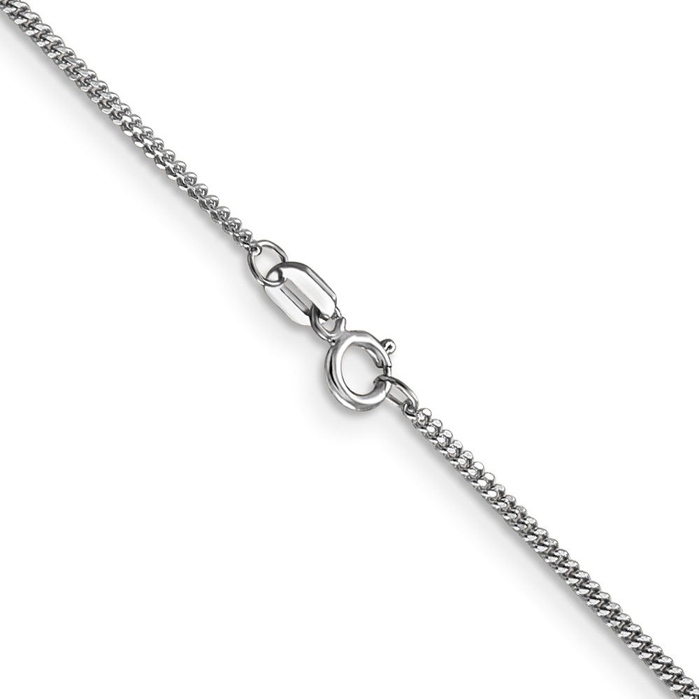 14K White Gold 24 inch 1.4mm Curb  with Spring Ring Clasp Pendant Chain (PEN100-24)