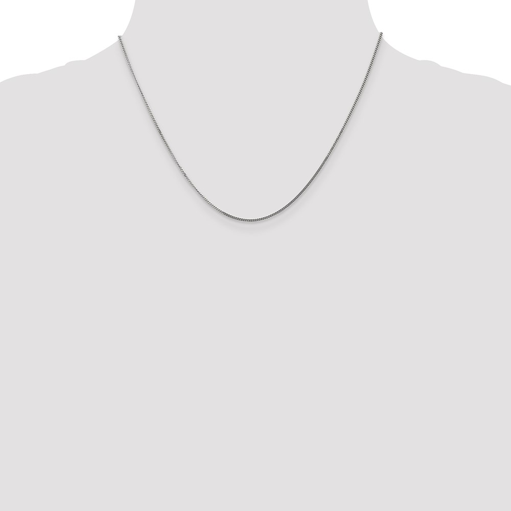 14K White Gold 18 inch 1.4mm Curb  with Spring Ring Clasp Pendant Chain (PEN100-18)