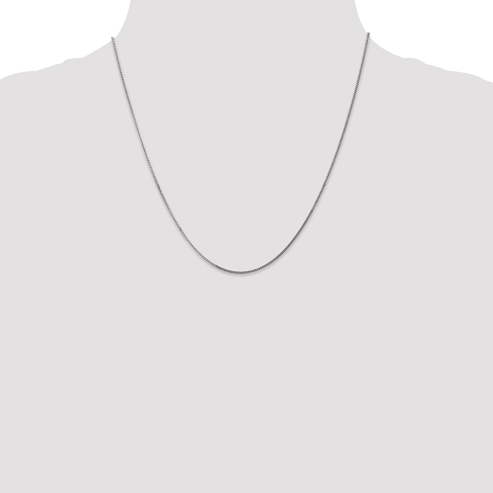 14K White Gold 20 inch 1.4mm Curb  with Spring Ring Clasp Pendant Chain (PEN100-20)