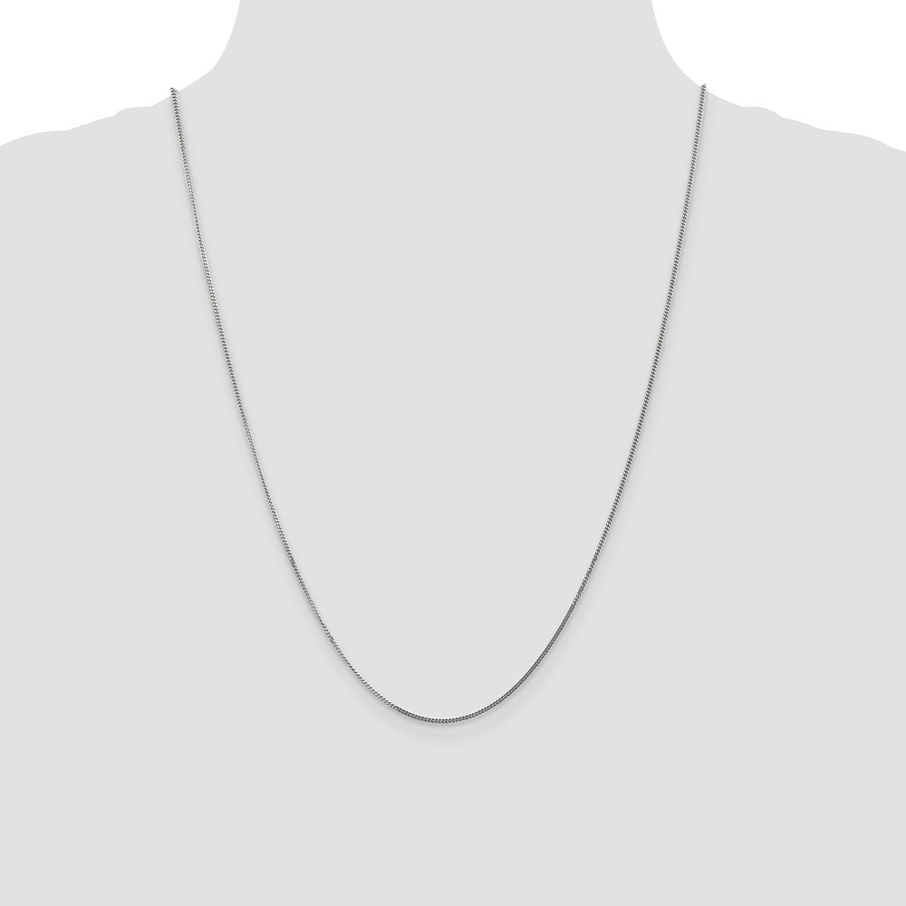 14K White Gold 24 inch 1.4mm Curb  with Spring Ring Clasp Pendant Chain (PEN100-24)