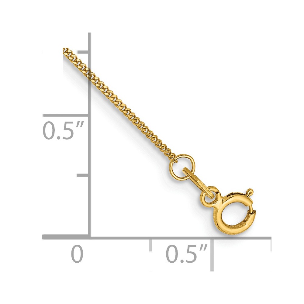 14K 10 inch .9mm Curb  with Spring Ring Clasp Anklet (PEN101-10)