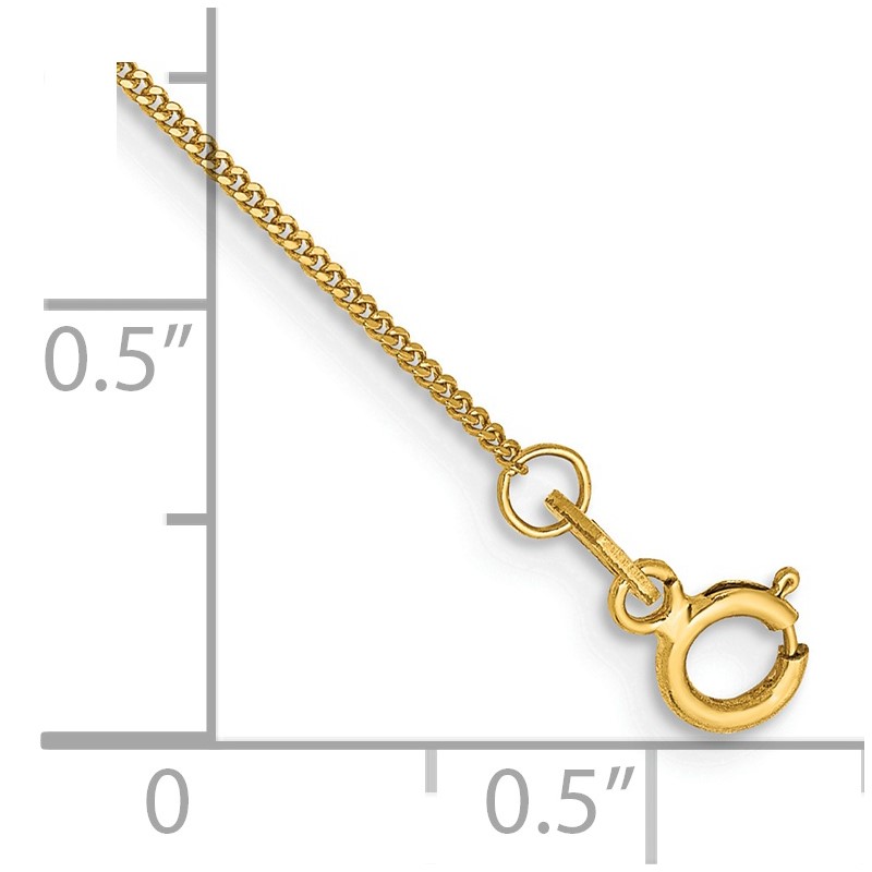 14K 10 inch .9mm Curb  with Spring Ring Clasp Anklet