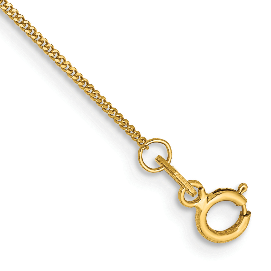 14K 10 inch .9mm Curb  with Spring Ring Clasp Anklet (PEN101-10)