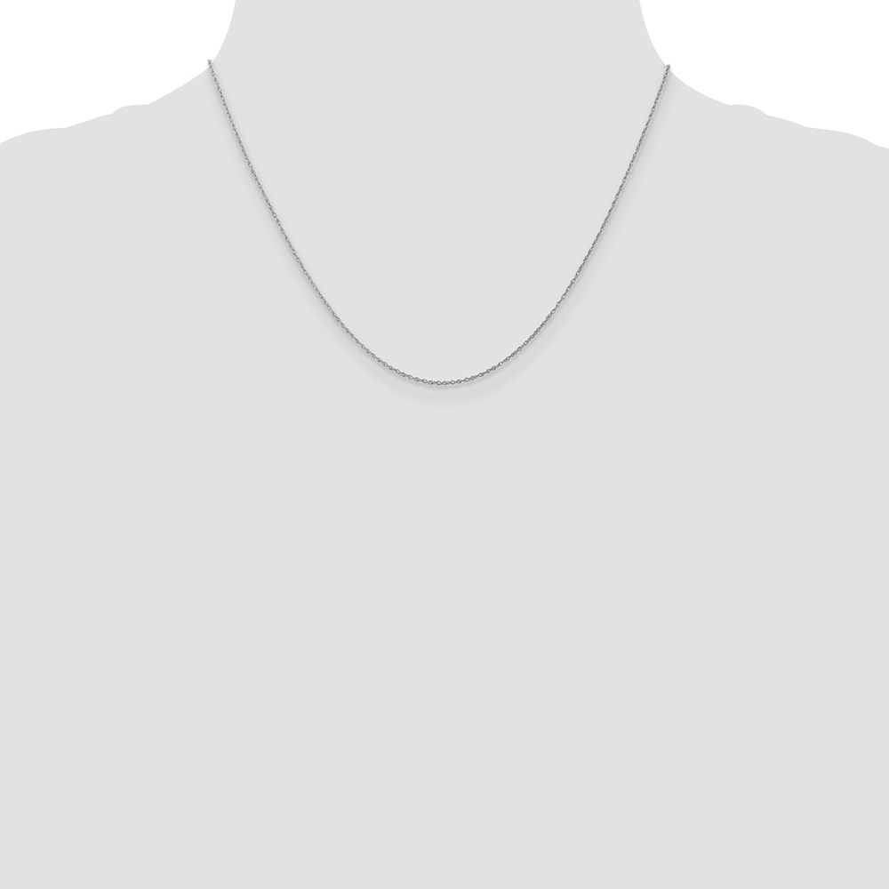18" 14K White Gold .8mm Polished Light Baby Rope Chain Necklace - Imagen 2 de 5