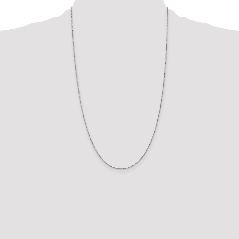 14K White Gold 26 inch .8mm Light Baby Rope with Spring Ring Clasp Chain (PEN108-26)