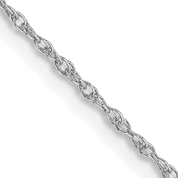 14K White Gold 26 inch .8mm Light Baby Rope with Spring Ring Clasp Chain (PEN108-26)