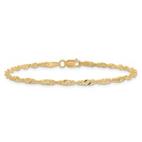 14K 7 Inch 2mm Singapore with Lobster Clasp Chain view 3