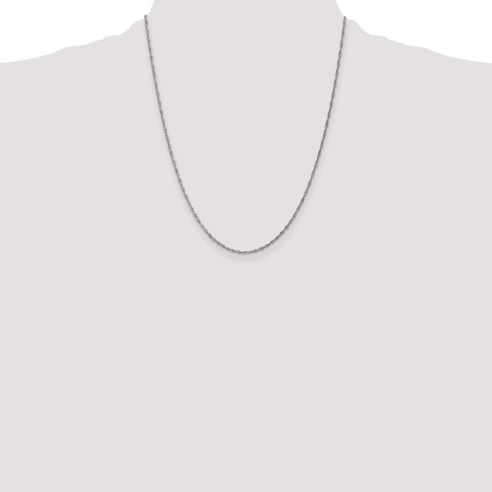 14K White Gold 22 inch 1.4mm Singapore with Spring Ring Clasp Chain (PEN123-22)