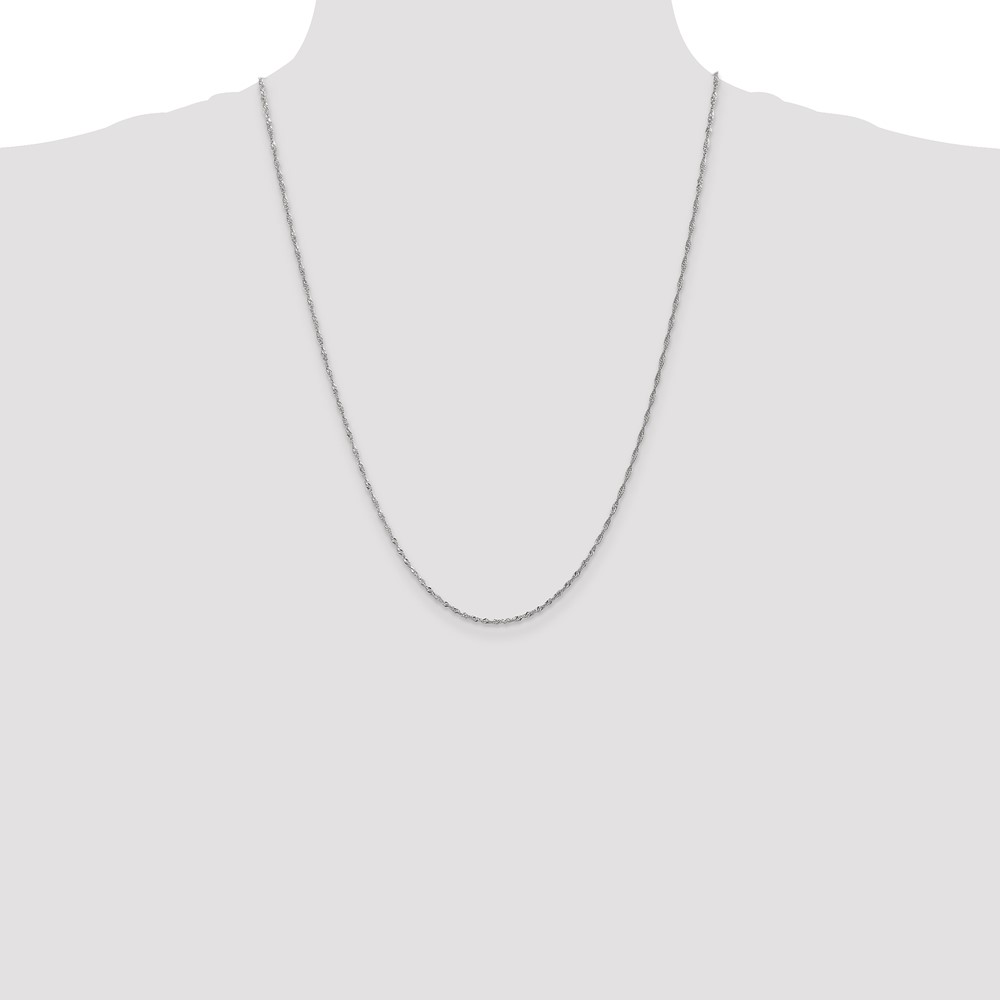 14K White Gold 24 inch 1.4mm Singapore with Spring Ring Clasp Chain (PEN123-24)