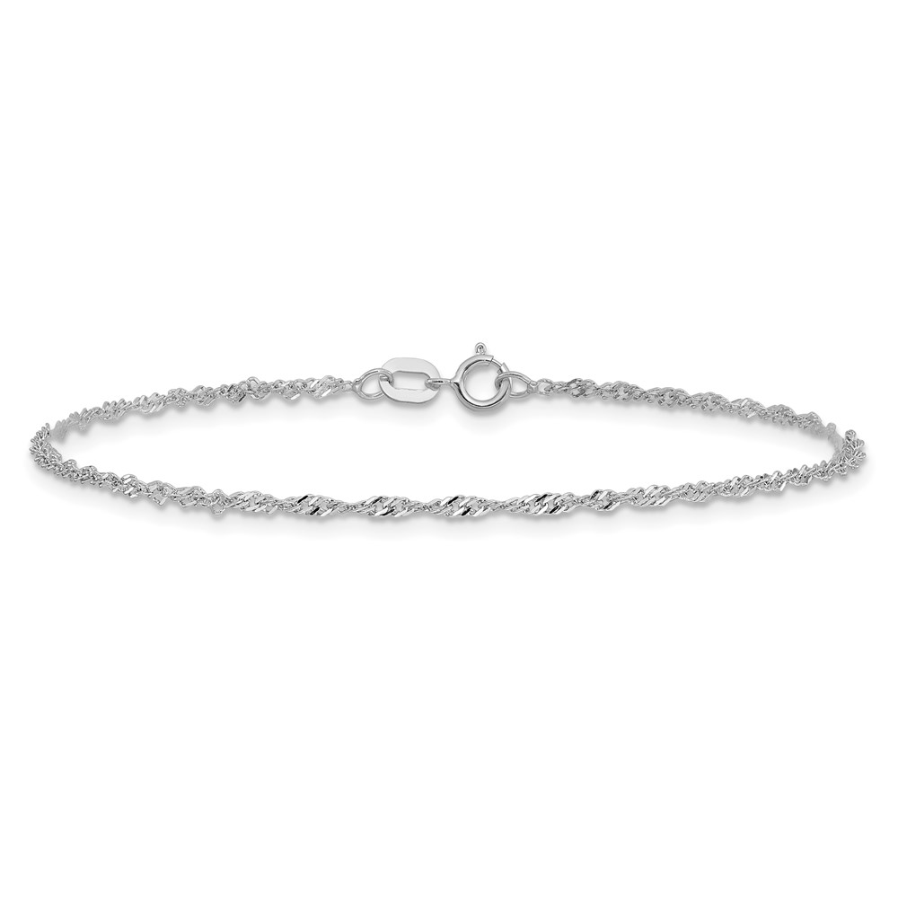 14K White Gold 8 inch 1.4mm Singapore with Spring Ring Clasp Chain (PEN123-8)