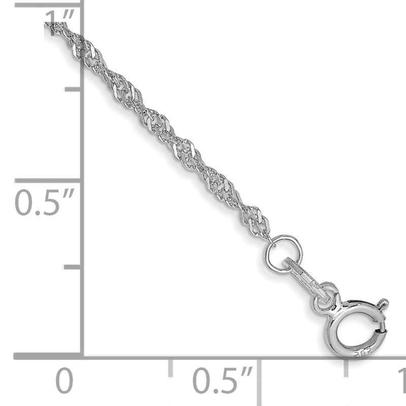 14K White Gold 10 inch 1.4mm Singapore with Spring Ring Clasp Anklet
