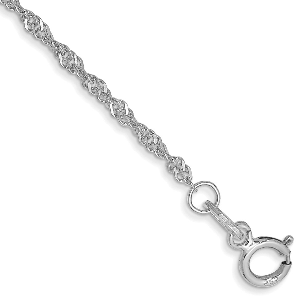 14K White Gold 10 inch 1.4mm Singapore with Spring Ring Clasp Anklet (PEN123-10)