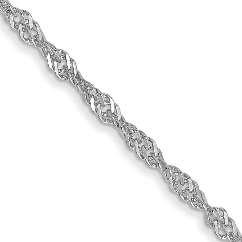 14K White Gold 30 inch 1.4mm Singapore with Spring Ring Clasp Chain (PEN123-30)