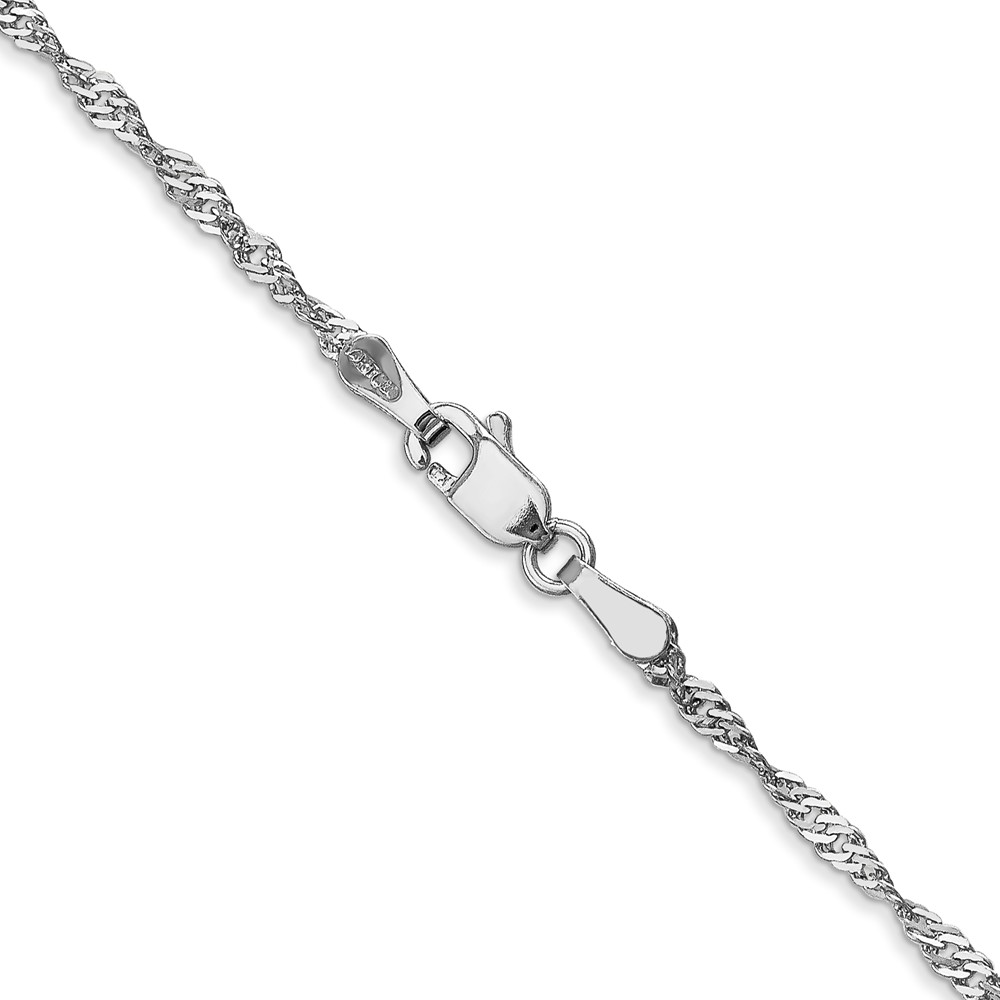 14K White Gold 30 inch 1.7mm Singapore with Lobster Clasp Chain (PEN124-30)
