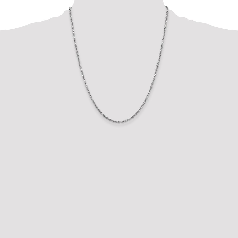 14K White Gold 22 inch 1.7mm Singapore with Lobster Clasp Chain (PEN124-22)