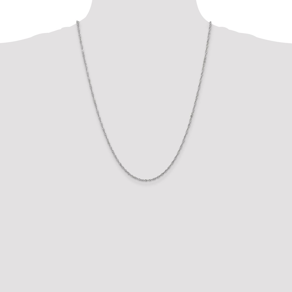 14K White Gold 24 inch 1.7mm Singapore with Lobster Clasp Chain (PEN124-24)