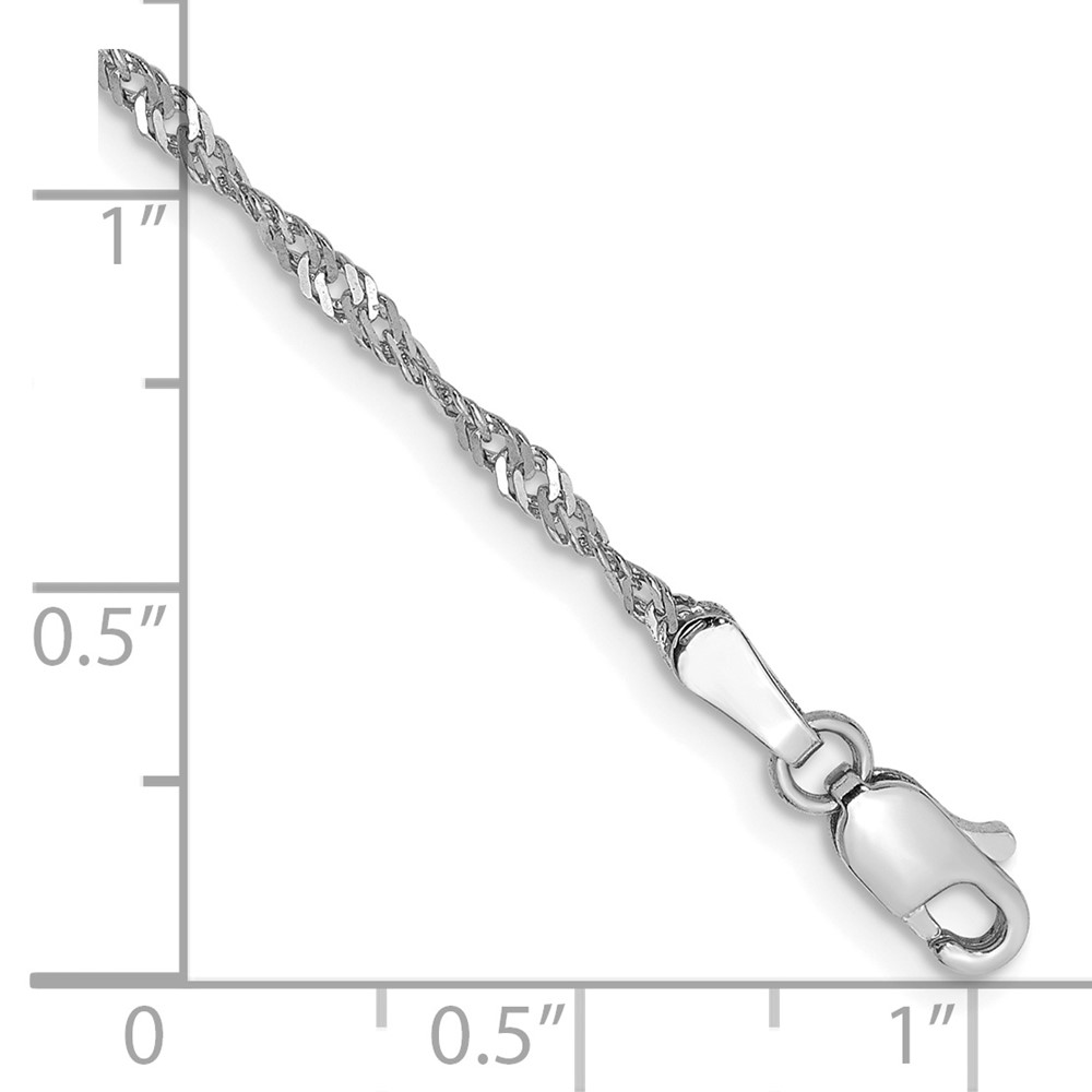 14K White Gold 10 inch 1.7mm Singapore with Lobster Clasp Anklet (PEN124-10)