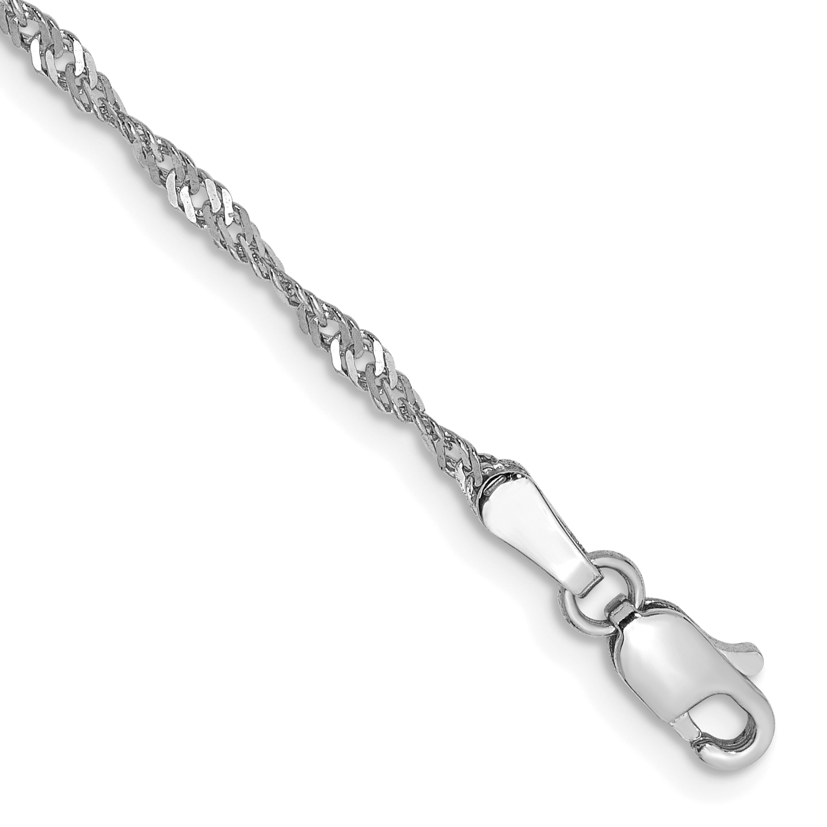 14K White Gold 10 inch 1.7mm Singapore with Lobster Clasp Anklet (PEN124-10)