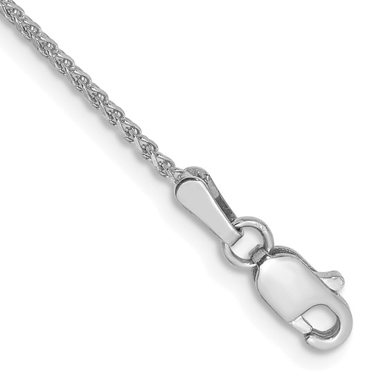 14K White Gold 1.25mm Diamond-cut Spiga with Lobster Clasp Chain (per inch)
