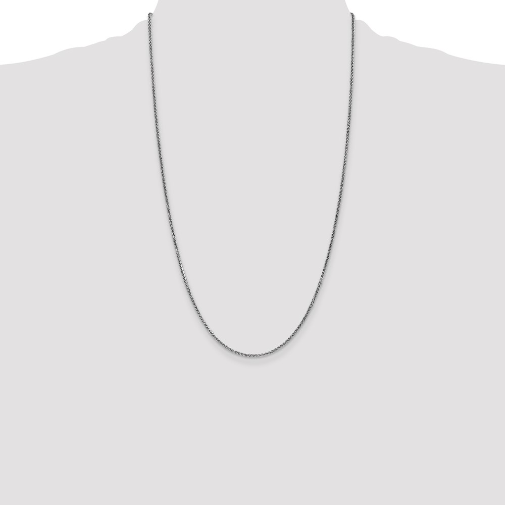 14K White Gold 26 inch 1.7mm Diamond-cut Spiga with Lobster Clasp Chain (PEN128-26)