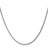 14K White Gold 2.1mm Diamond-cut Spiga Chain with Lobster Clasp, 16" view 2