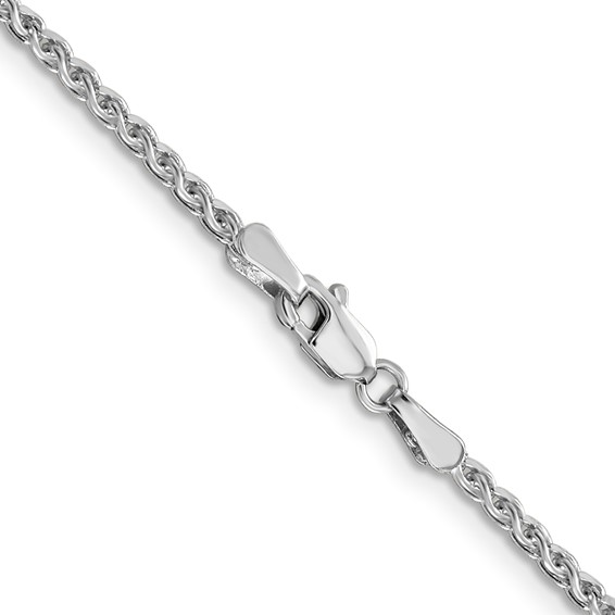 14K White Gold 2.1mm Diamond-cut Spiga with Lobster Clasp Chain (per inch)