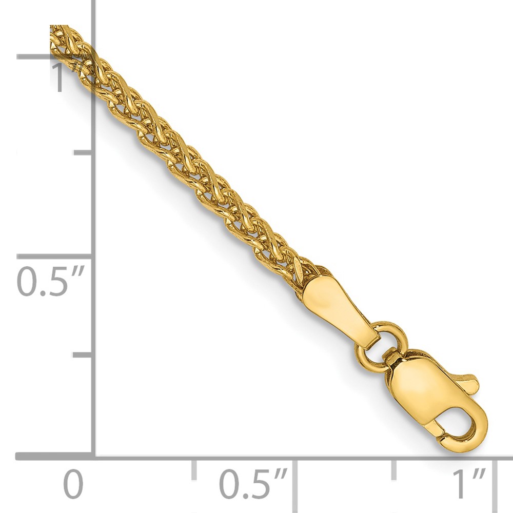 14K 7 inch 2.1mm Diamond-cut Spiga with Lobster Clasp Bracelet (PEN131-7)