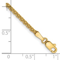 14K 2.1mm Yellow Gold Diamond-cut Spiga Bracelet with Lobster Clasp, 7" view 2