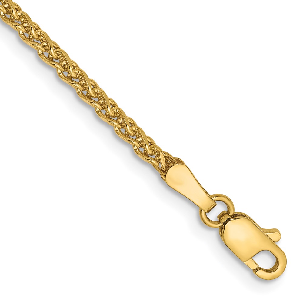 14K 7 inch 2.1mm Diamond-cut Spiga with Lobster Clasp Bracelet (PEN131-7)