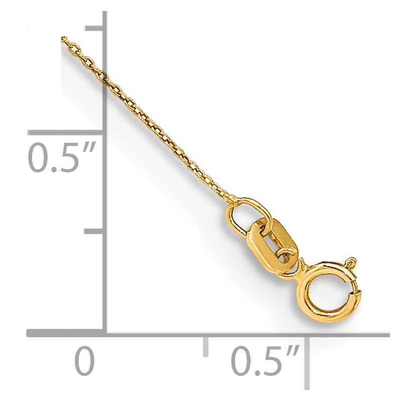 14K 10 inch .75mm Cable with Spring Ring Clasp Anklet