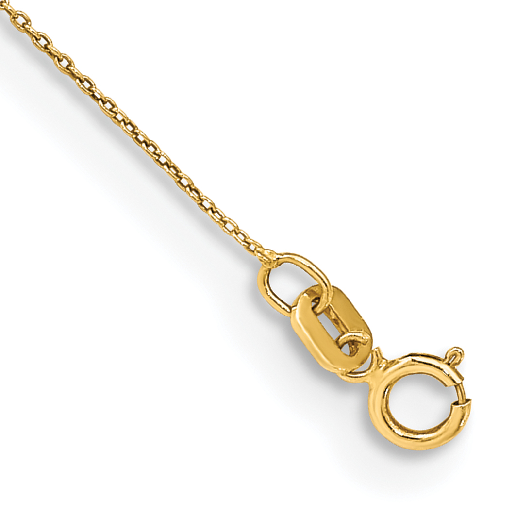 14K 9 inch .75mm Cable with Spring Ring Clasp Anklet (PEN135-9)