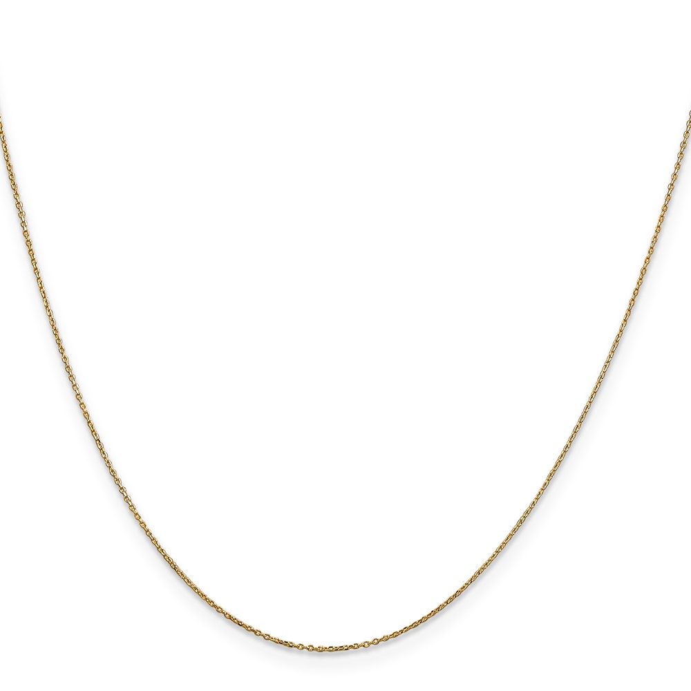 14K 14 inch .6mm Diamond-cut Round Open Link Cable with Spring Ring Clasp Chain (PEN136-14)