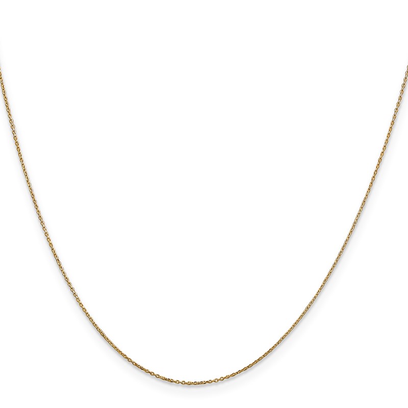 14K 18 inch .6mm Diamond-cut Round Open Link Cable with Spring Ring Clasp Chain