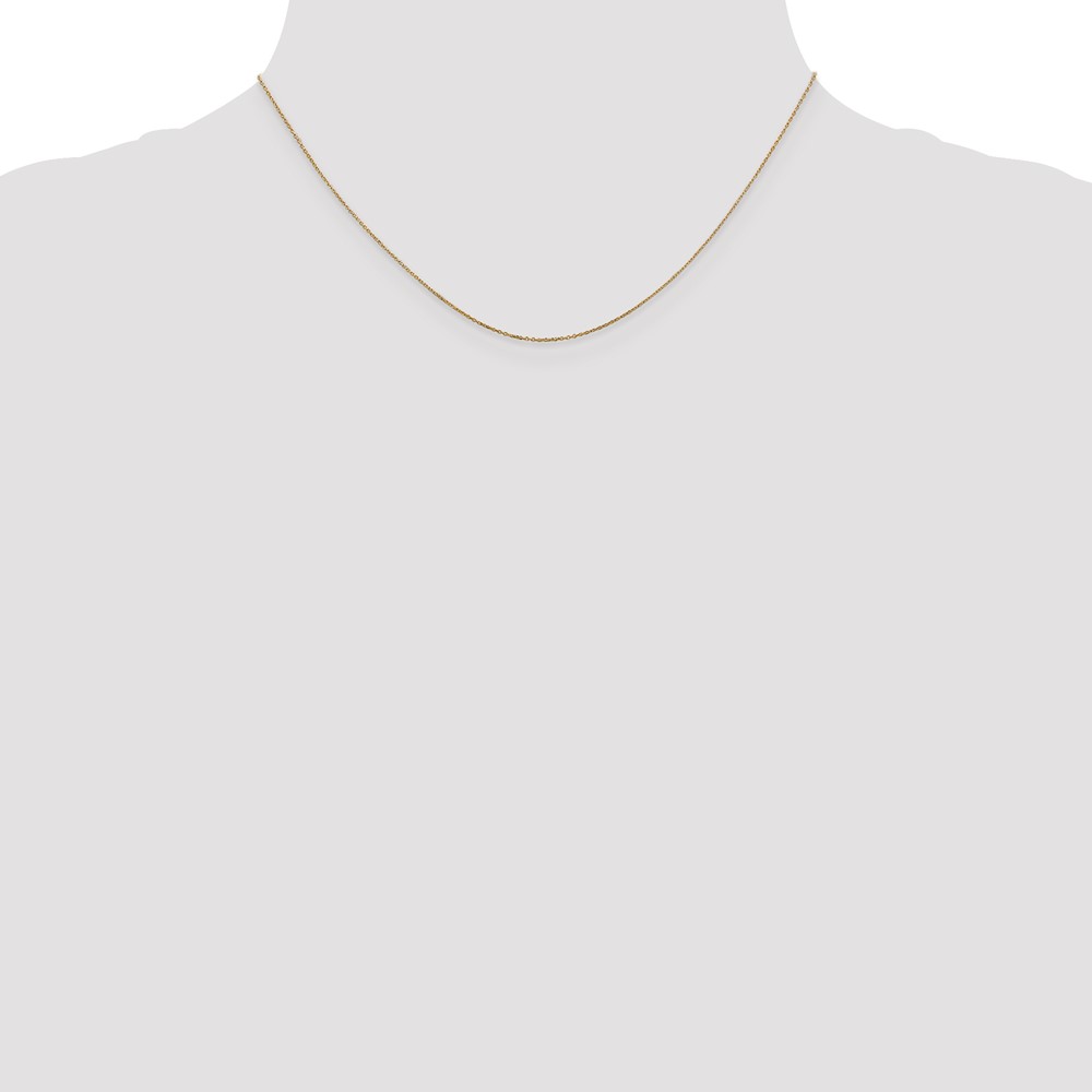 14K 16 inch .6mm Diamond-cut Round Open Link Cable with Spring Ring Clasp Chain (PEN136-16)