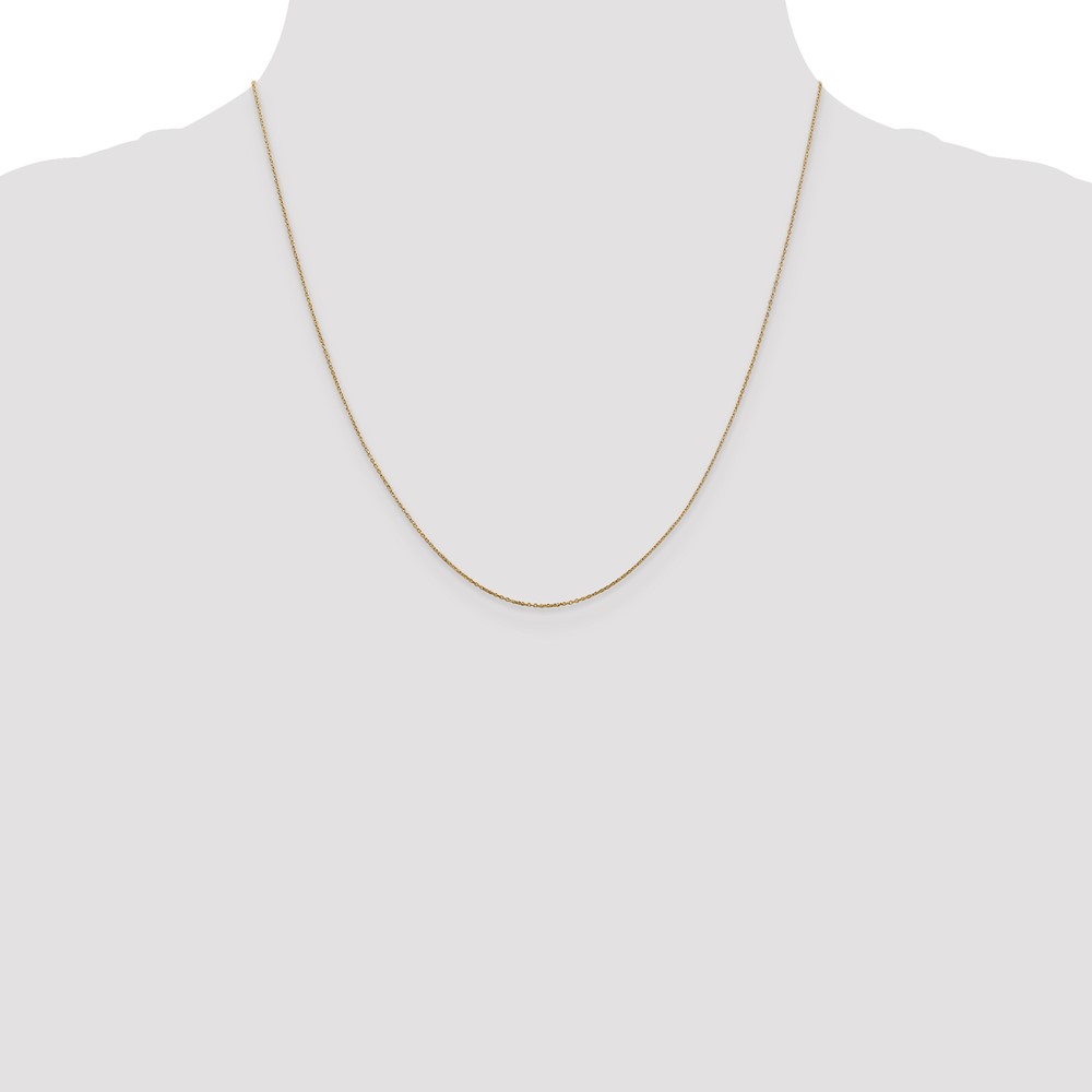 14K 20 inch .6mm Diamond-cut Round Open Link Cable with Spring Ring Clasp Chain (PEN136-20)
