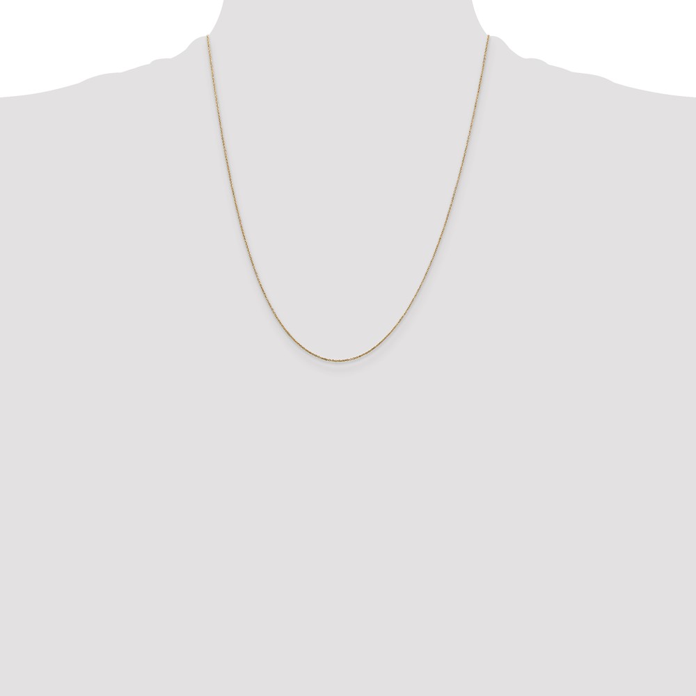 14K 22 inch .6mm Diamond-cut Round Open Link Cable with Spring Ring Clasp Chain (PEN136-22)